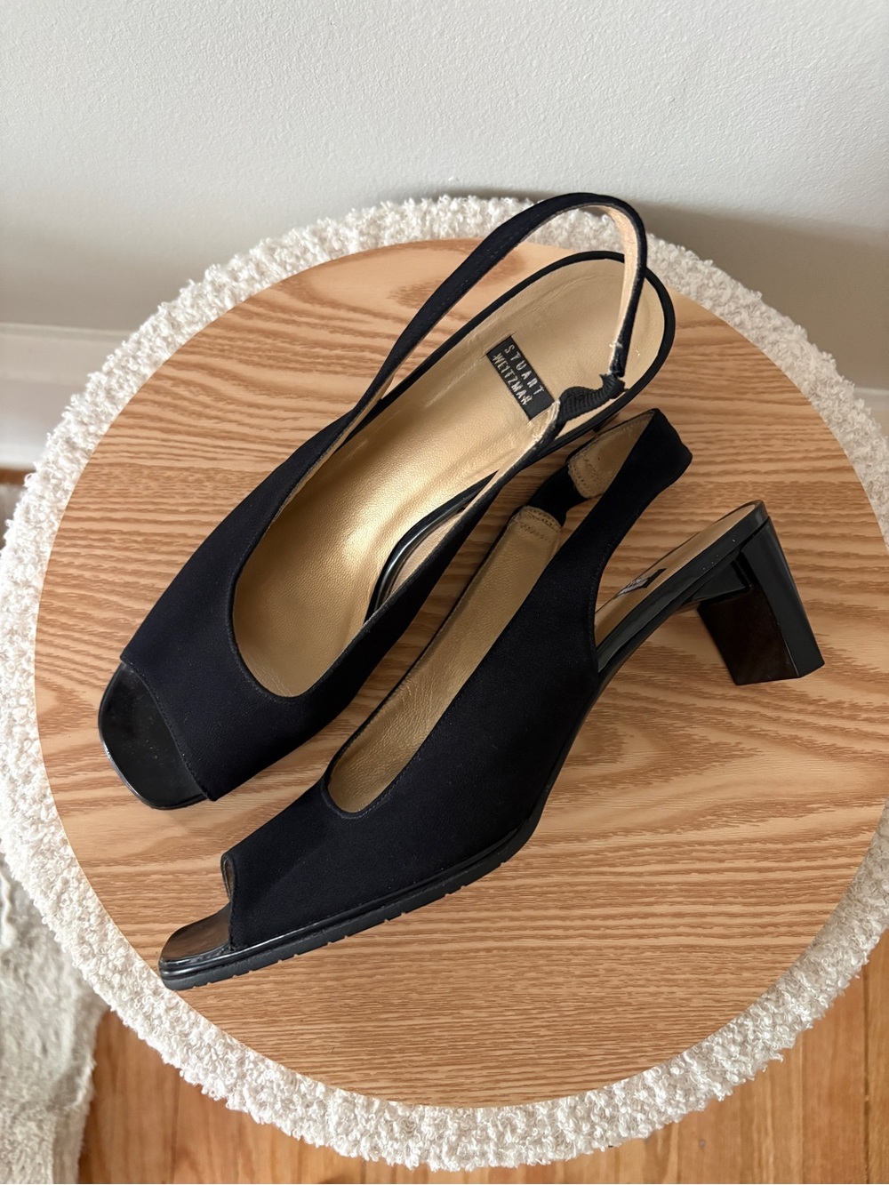 Stuart Weitzman Black Slingback Peep Toe Heel size 8